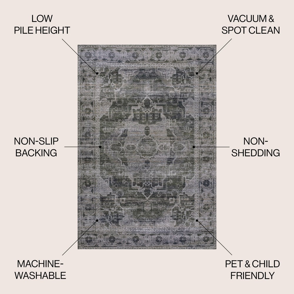 Tomlin Ornate Medallion Washable Area Rug