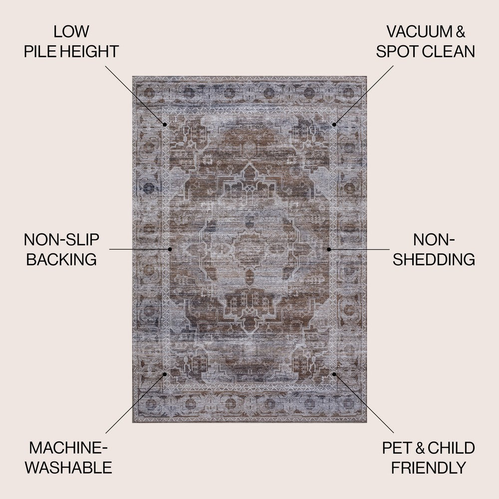Tomlin Ornate Medallion Washable Area Rug
