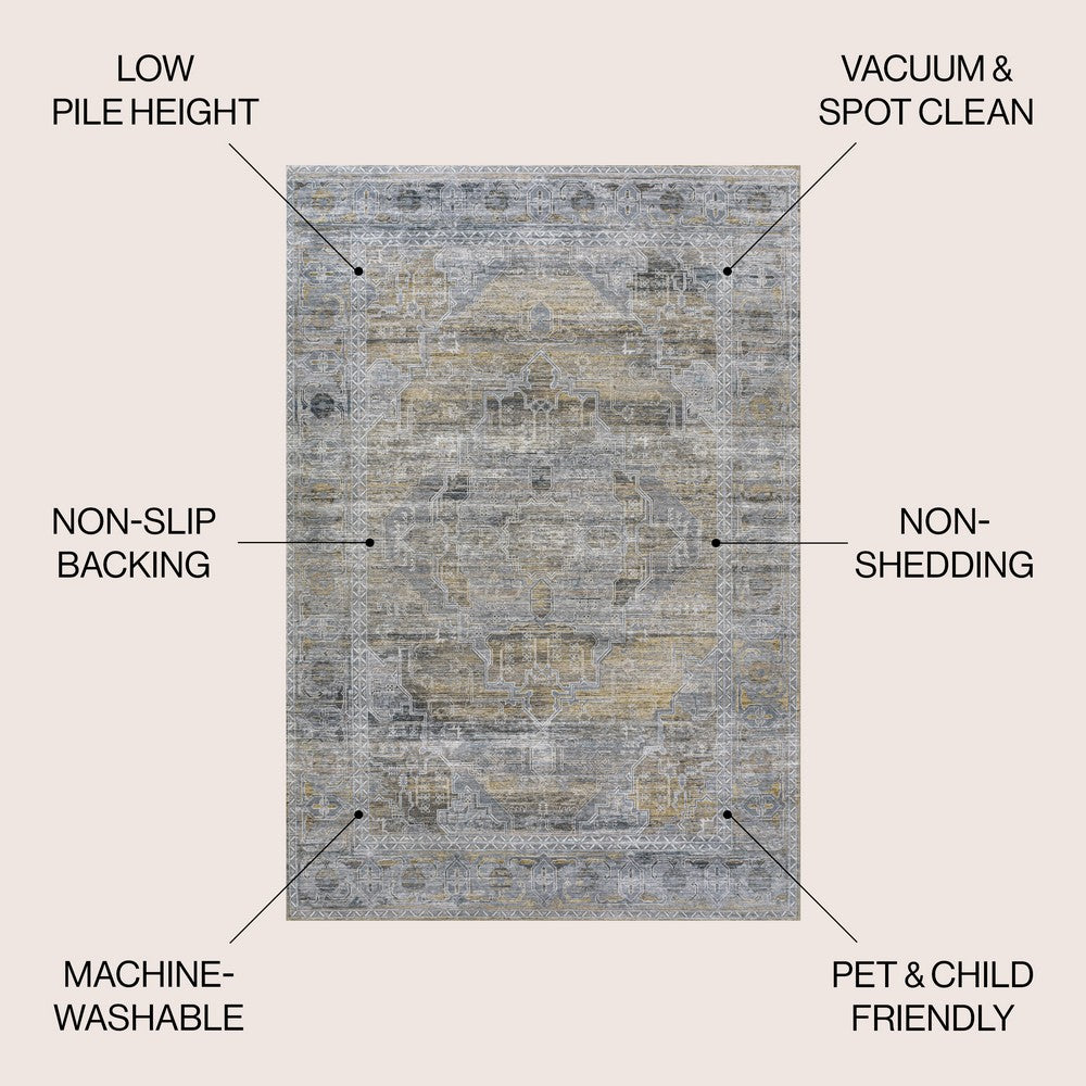 Tomlin Ornate Medallion Washable Area Rug