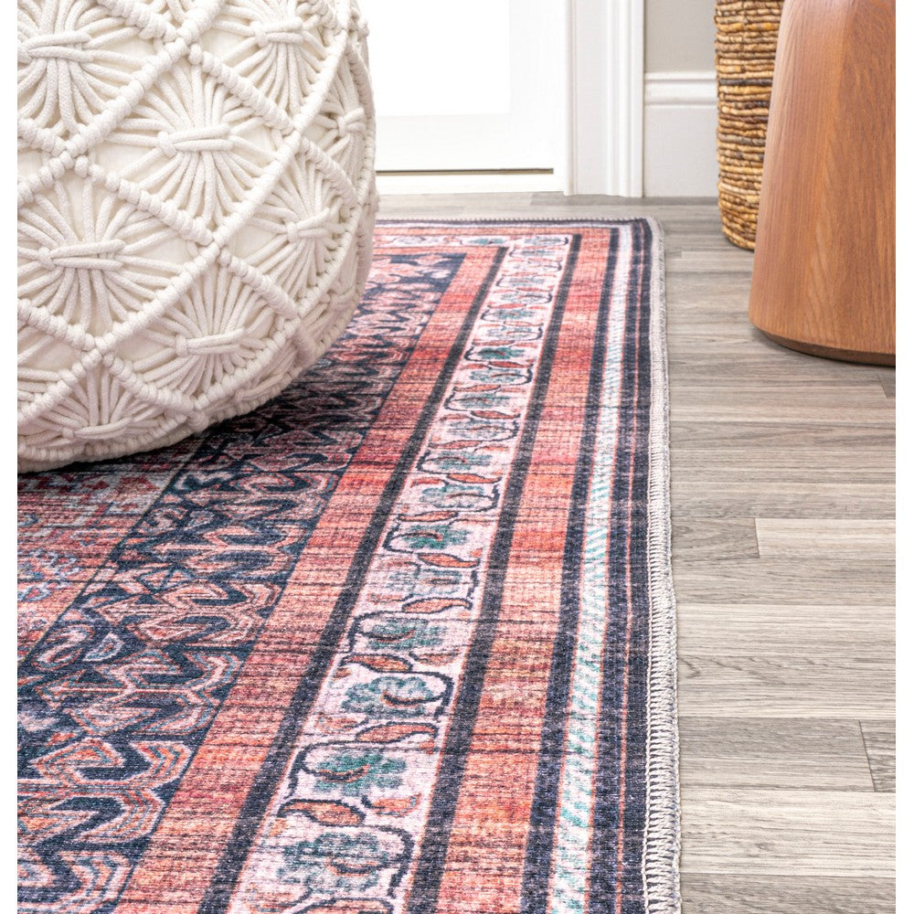 Herr Geometric Medallion Washable Area Rug