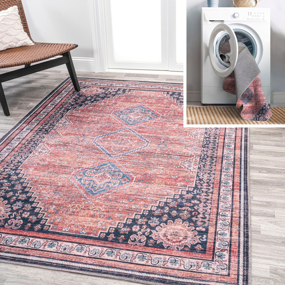 Herr Geometric Medallion Washable Area Rug