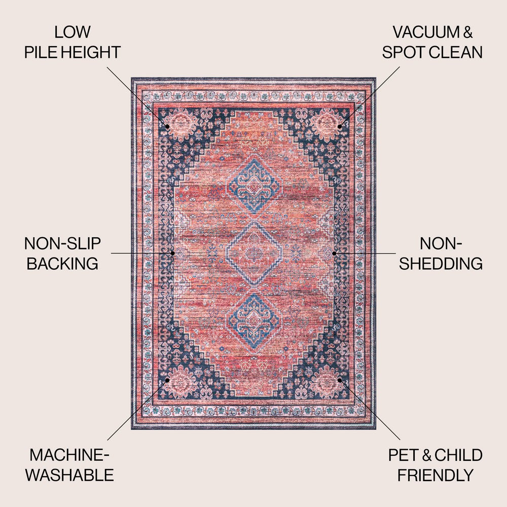 Herr Geometric Medallion Washable Area Rug