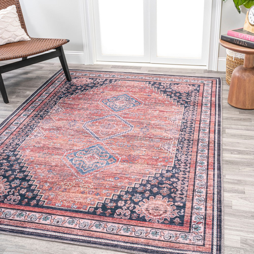 Herr Geometric Medallion Washable Area Rug