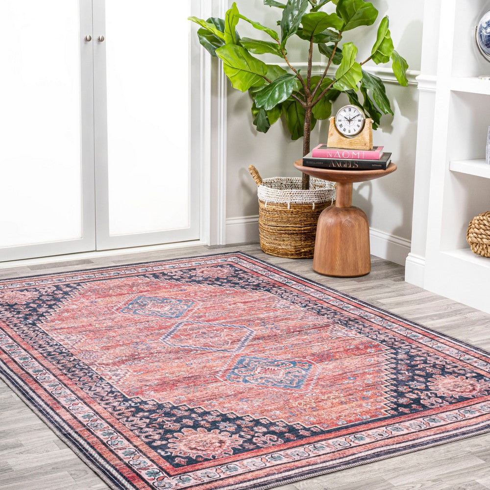 Herr Geometric Medallion Washable Area Rug