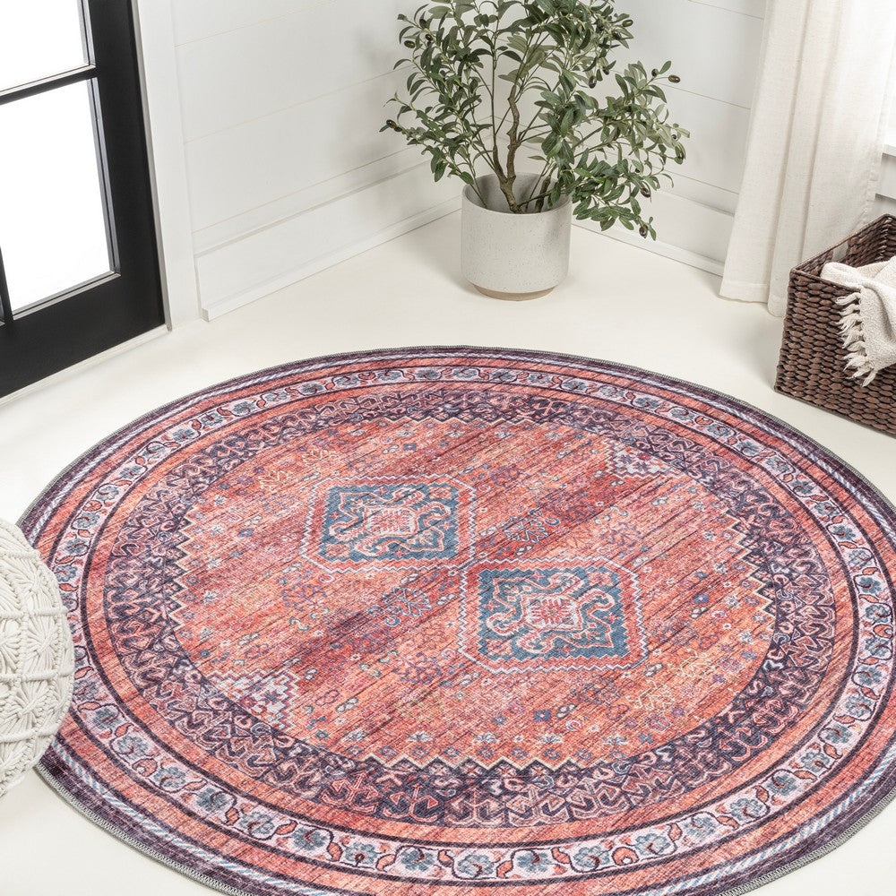 Herr Geometric Medallion Washable Area Rug