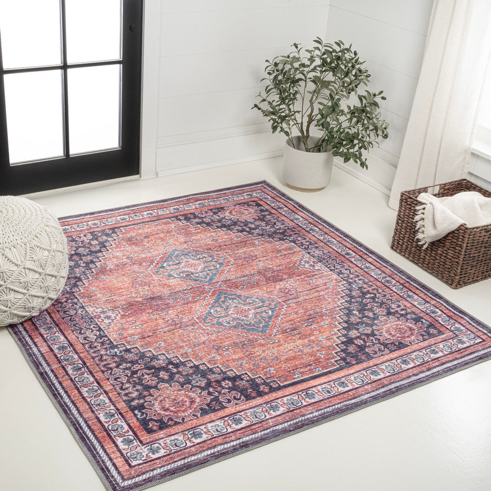 Herr Geometric Medallion Washable Area Rug