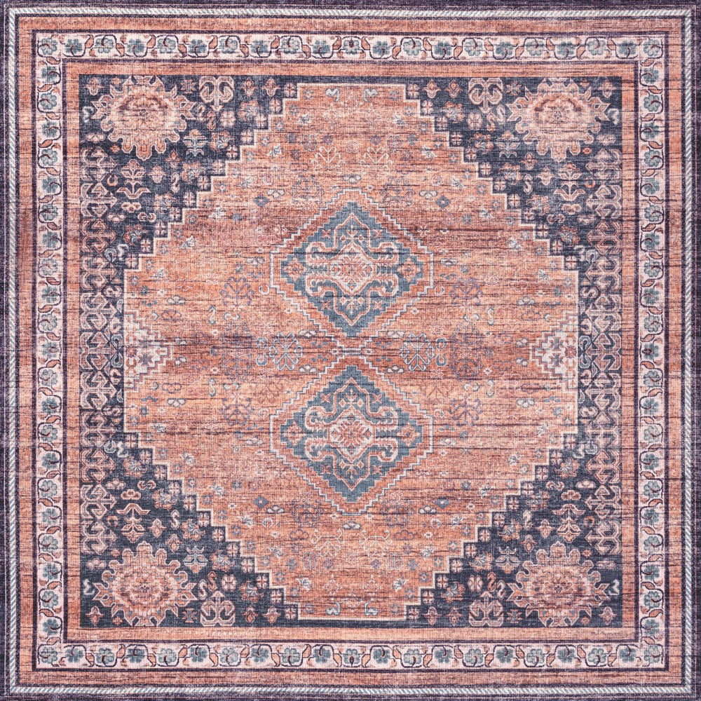 Herr Geometric Medallion Washable Area Rug