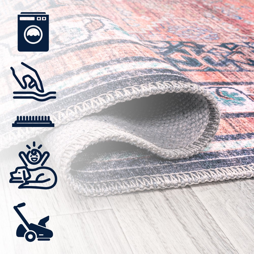 Herr Geometric Medallion Washable Area Rug