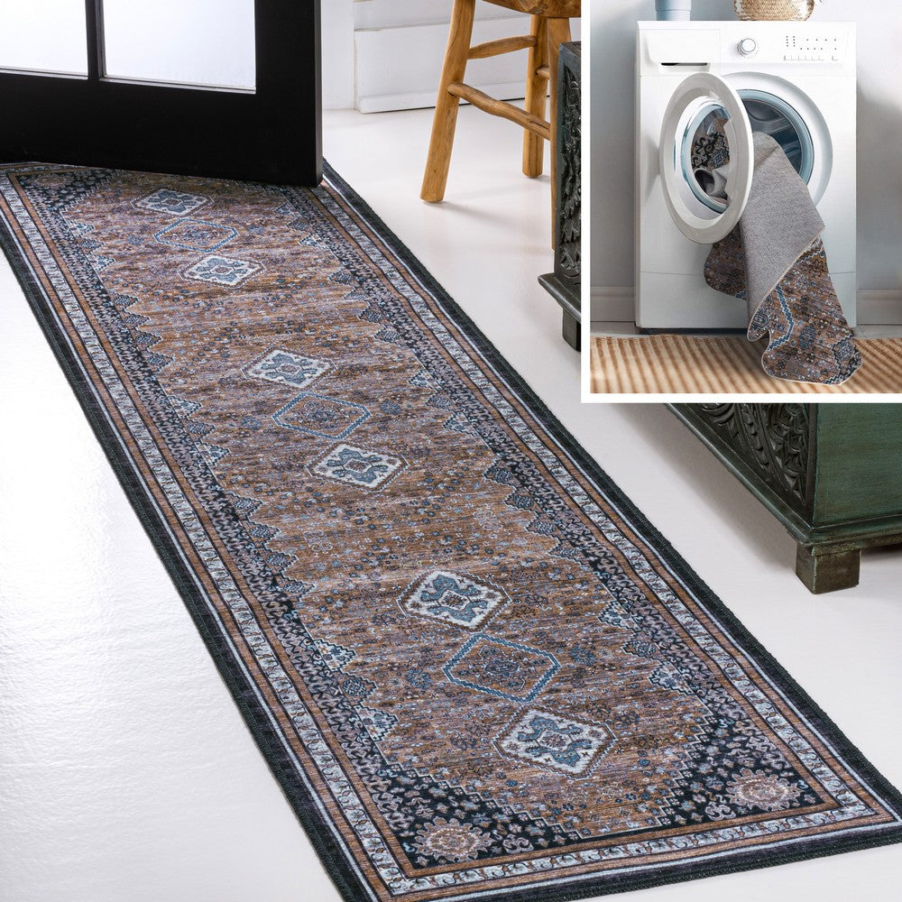 Herr Geometric Medallion Washable Area Rug