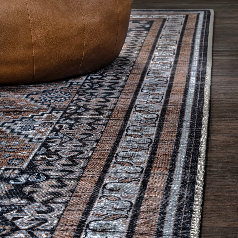 Herr Geometric Medallion Washable Area Rug