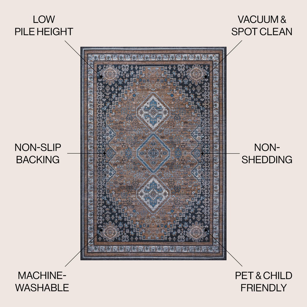 Herr Geometric Medallion Washable Area Rug