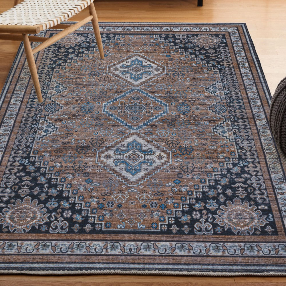 Herr Geometric Medallion Washable Area Rug