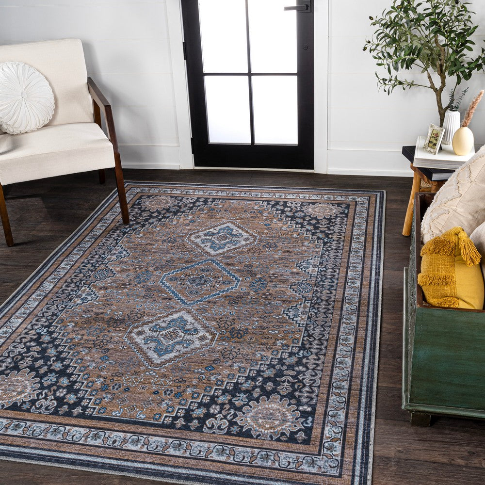 Herr Geometric Medallion Washable Area Rug