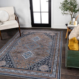 Herr Geometric Medallion Washable Area Rug