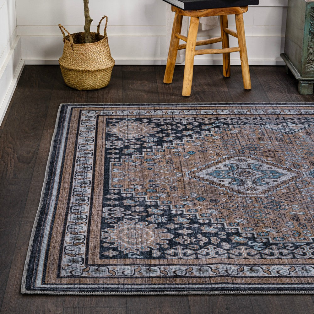Herr Geometric Medallion Washable Area Rug