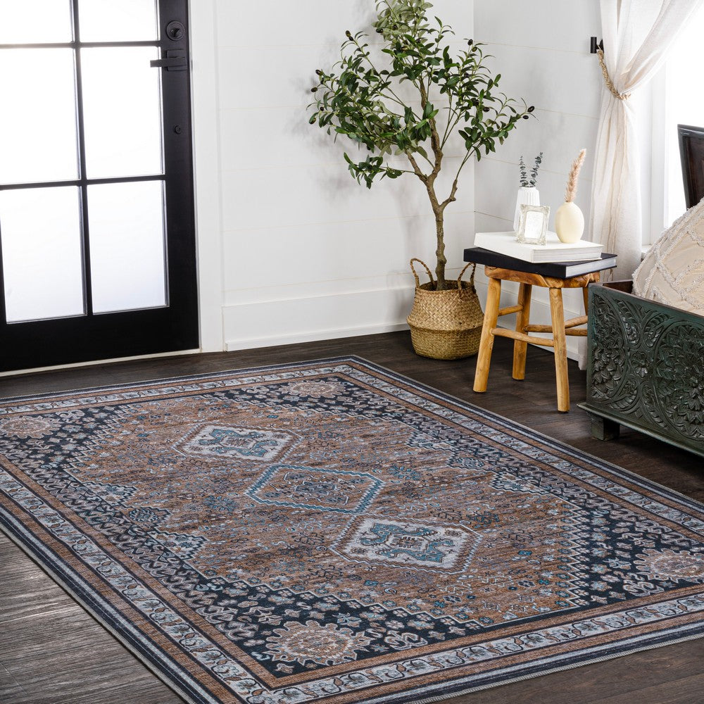 Herr Geometric Medallion Washable Area Rug