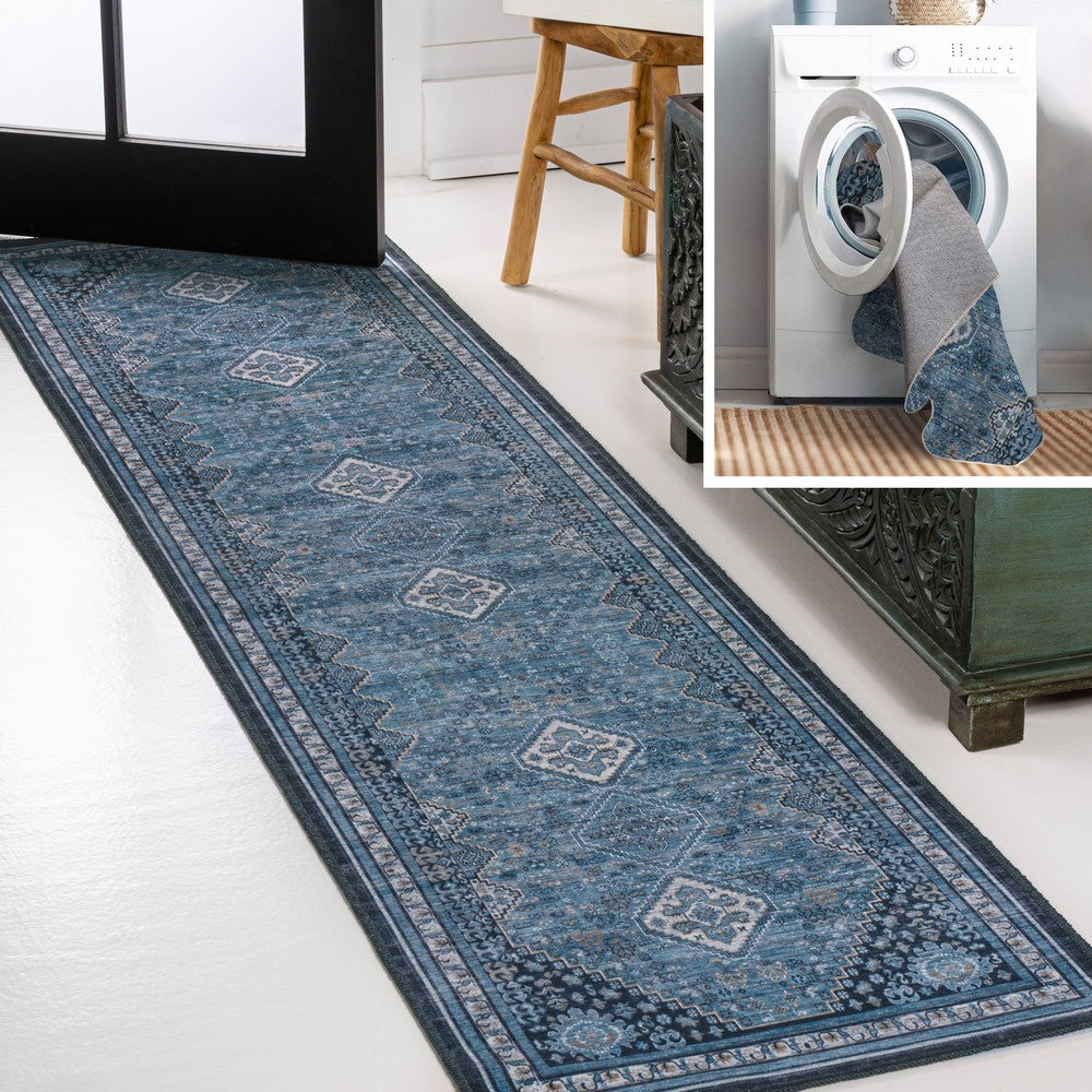 Herr Geometric Medallion Washable Area Rug