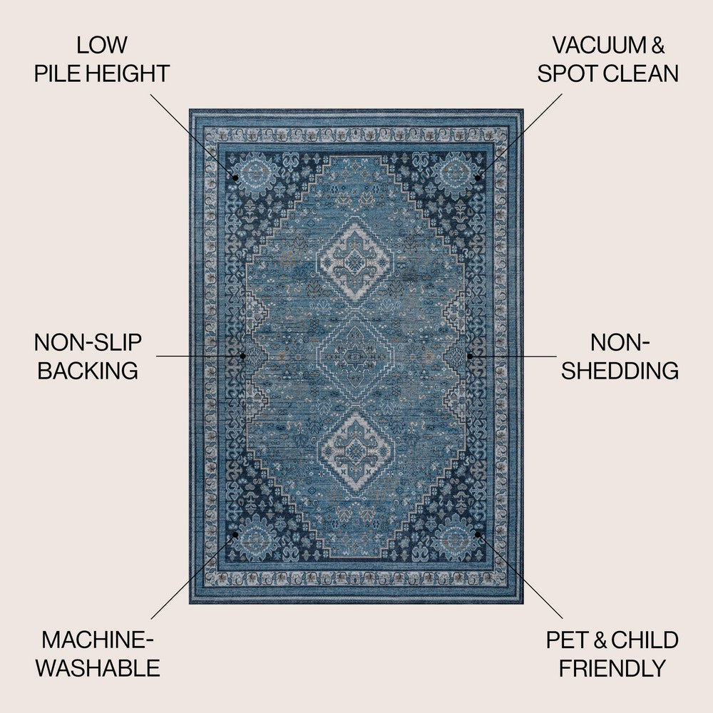 Herr Geometric Medallion Washable Area Rug