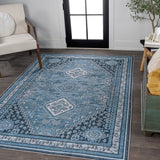 Herr Geometric Medallion Washable Area Rug