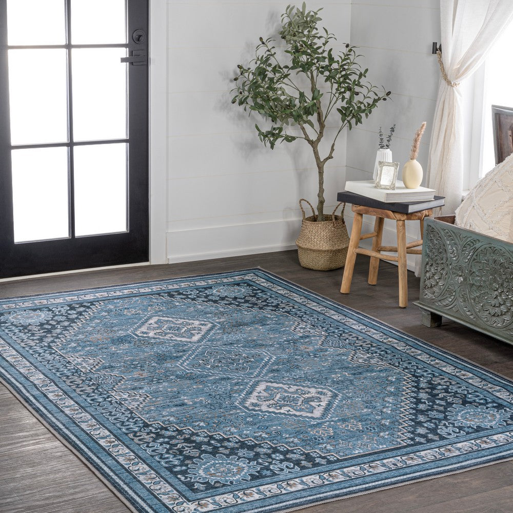 Herr Geometric Medallion Washable Area Rug