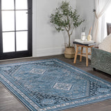 Herr Geometric Medallion Washable Area Rug