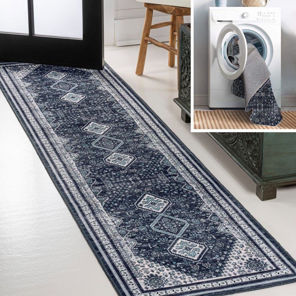 Herr Geometric Medallion Washable Area Rug