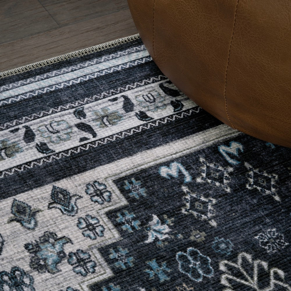 Herr Geometric Medallion Washable Area Rug