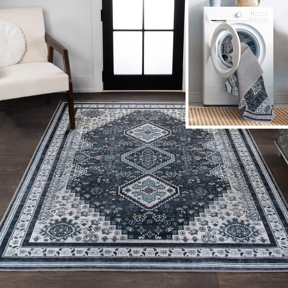 Herr Geometric Medallion Washable Area Rug