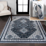 Herr Geometric Medallion Washable Area Rug