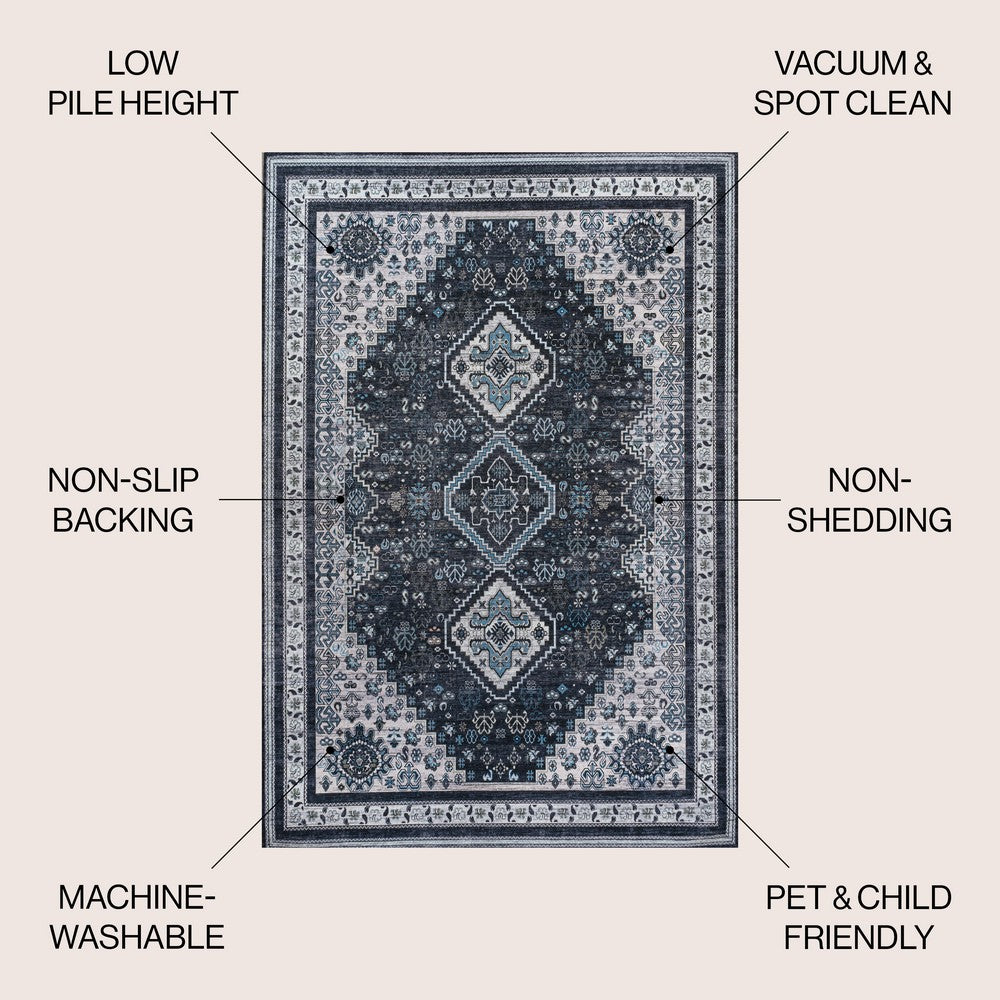 Herr Geometric Medallion Washable Area Rug