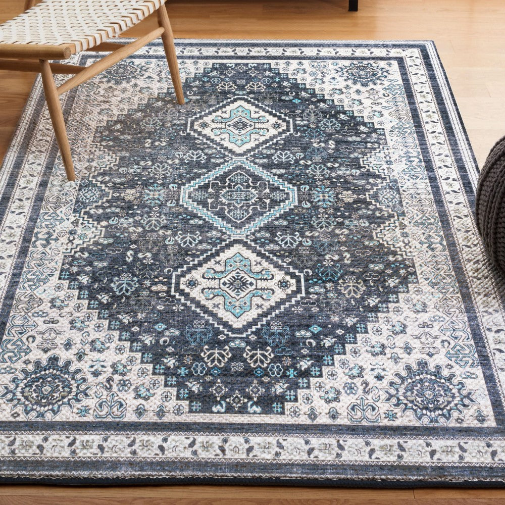 Herr Geometric Medallion Washable Area Rug