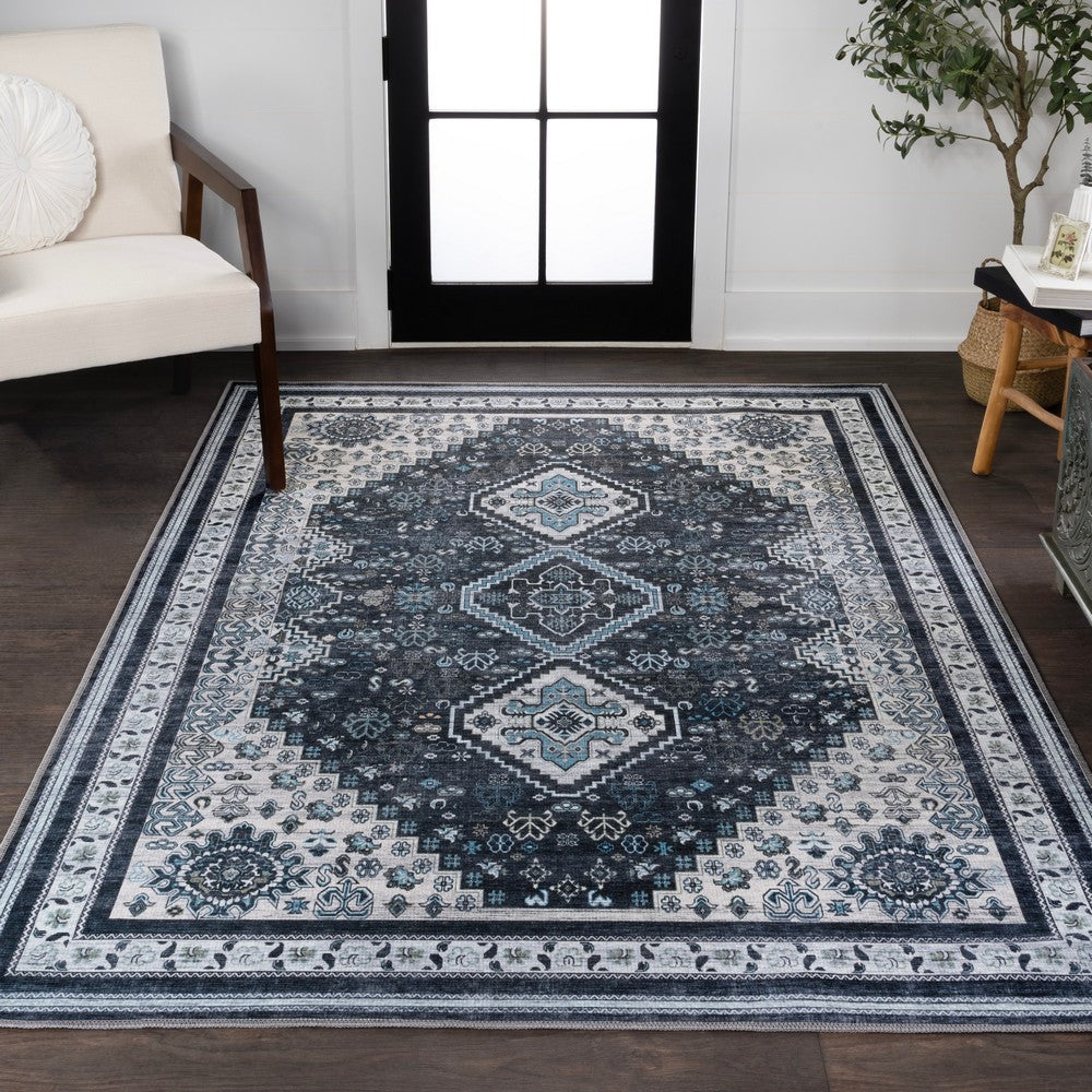 Herr Geometric Medallion Washable Area Rug