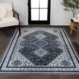 Herr Geometric Medallion Washable Area Rug