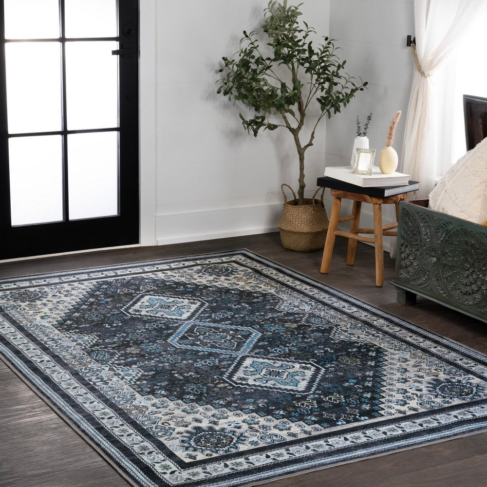 Herr Geometric Medallion Washable Area Rug