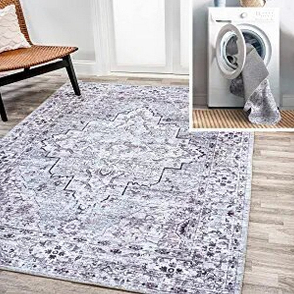 Nobleman Boho Gray Medallion Washable Indoor/Outdoor Area Rug