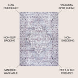 Nobleman Boho Gray Medallion Washable Indoor/Outdoor Area Rug