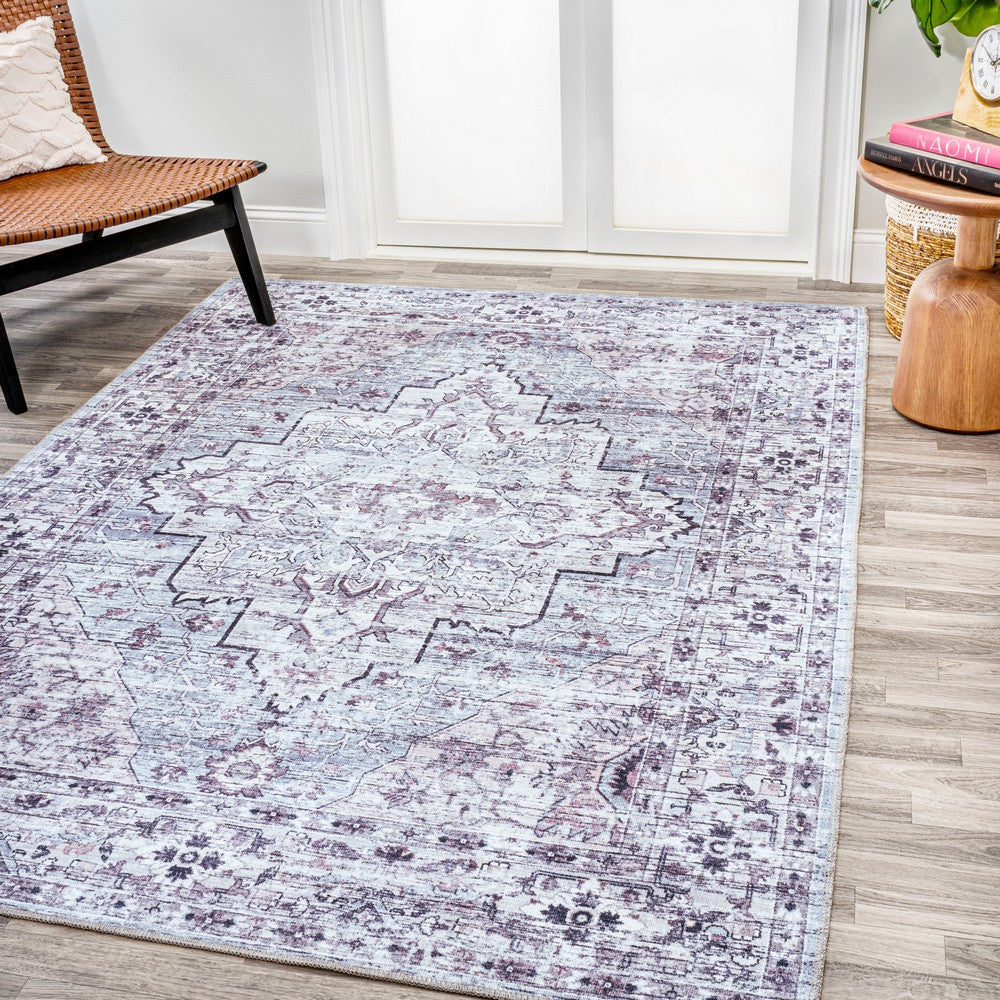Nobleman Boho Gray Medallion Washable Indoor/Outdoor Area Rug