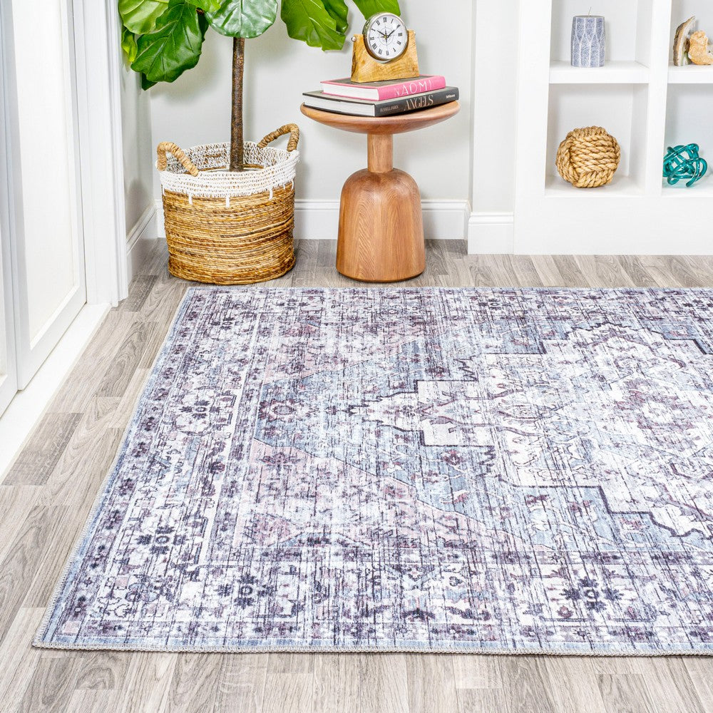 Nobleman Boho Gray Medallion Washable Indoor/Outdoor Area Rug