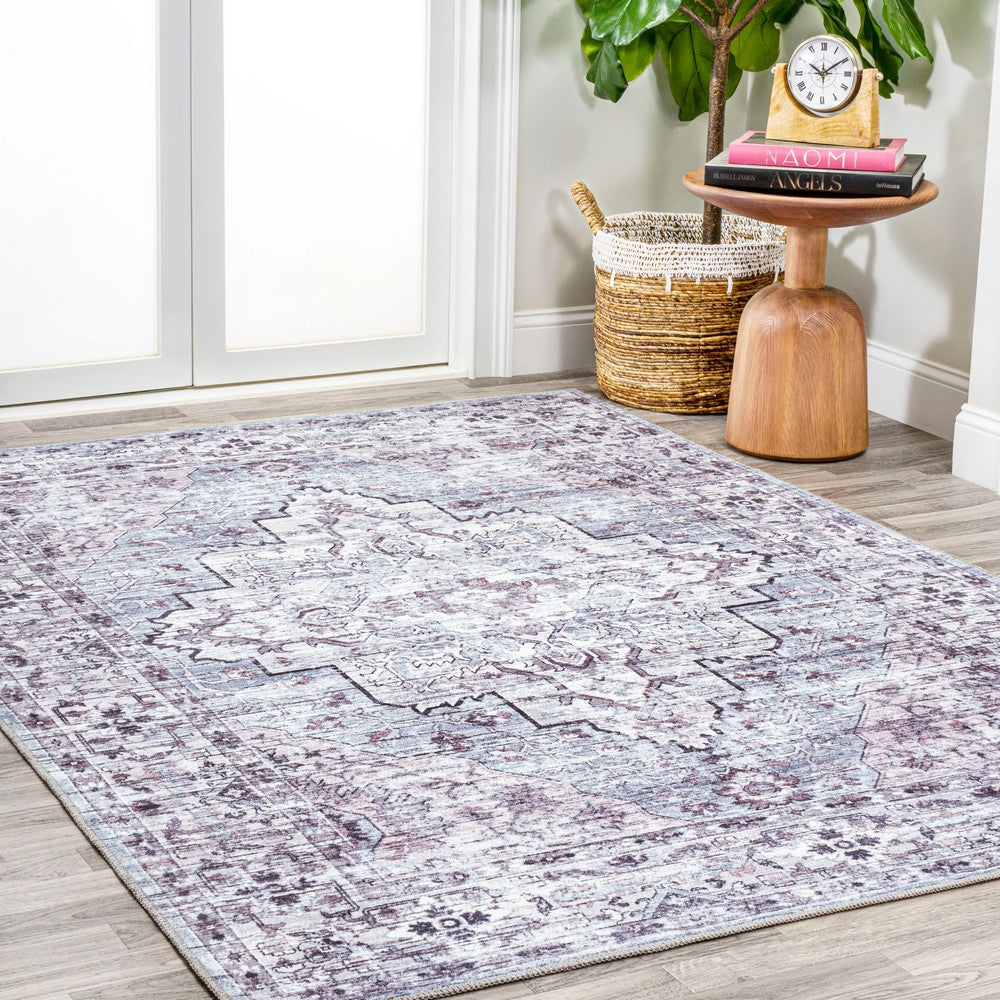 Nobleman Boho Gray Medallion Washable Indoor/Outdoor Area Rug