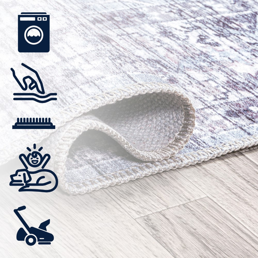 Nobleman Boho Gray Medallion Washable Indoor/Outdoor Area Rug