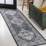 Nobleman Boho Gray Medallion Washable Indoor/Outdoor Area Rug