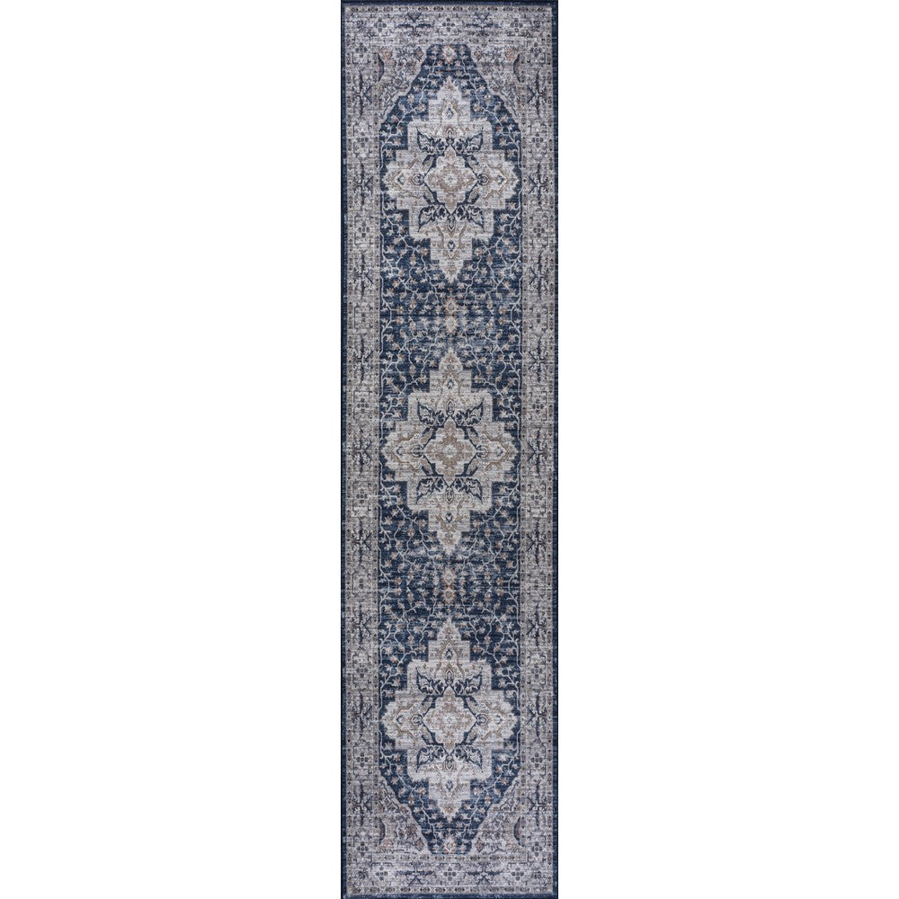 Nobleman Boho Gray Medallion Washable Indoor/Outdoor Area Rug