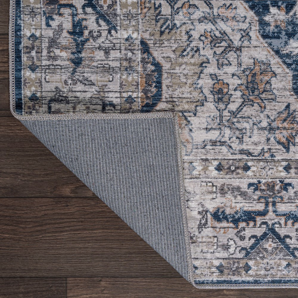 Nobleman Boho Gray Medallion Washable Indoor/Outdoor Area Rug