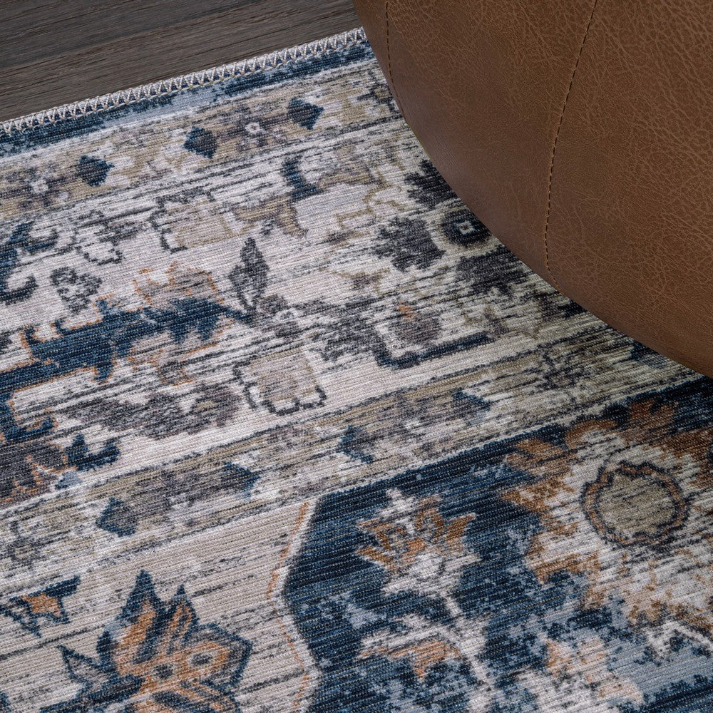 Nobleman Boho Gray Medallion Washable Indoor/Outdoor Area Rug