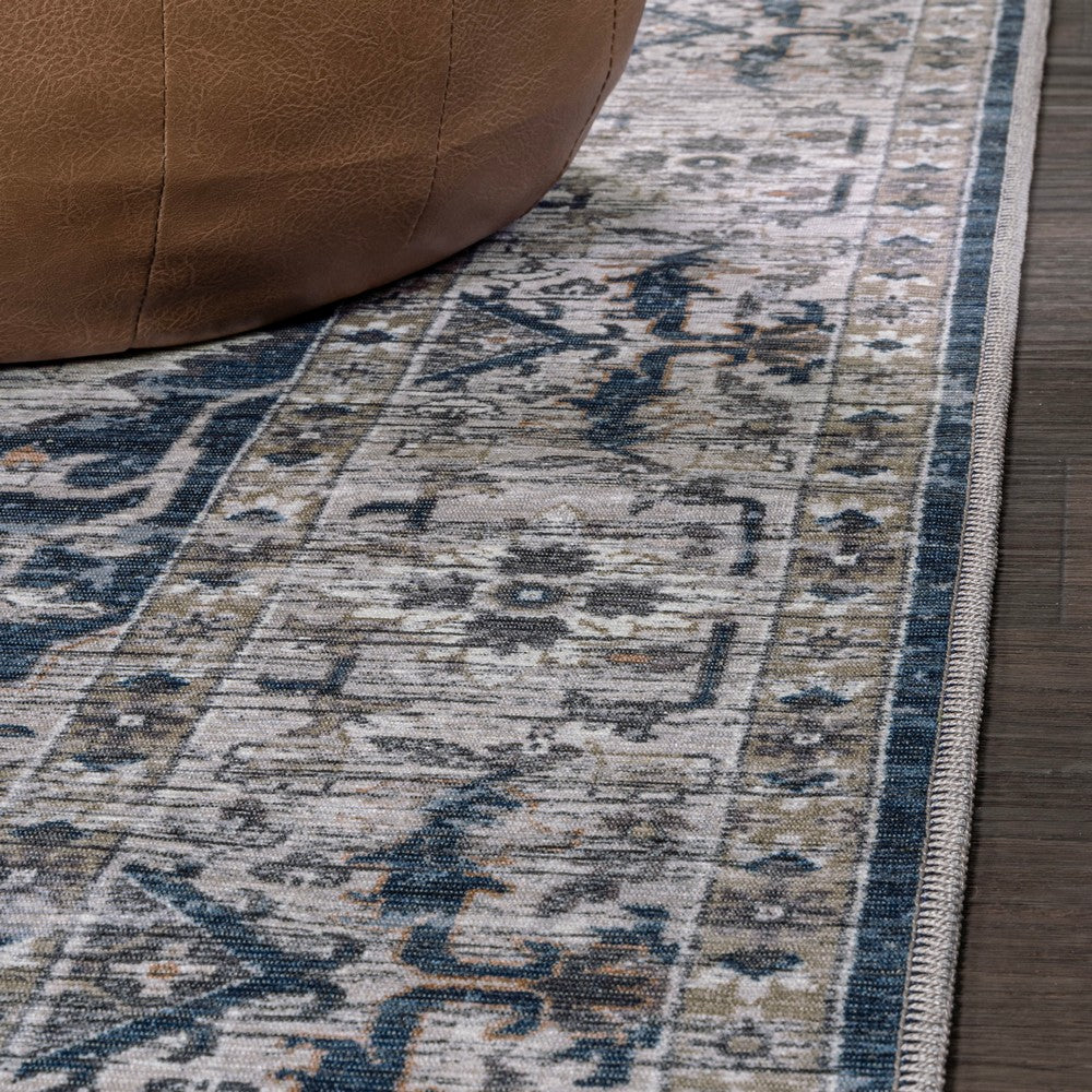 Nobleman Boho Gray Medallion Washable Indoor/Outdoor Area Rug