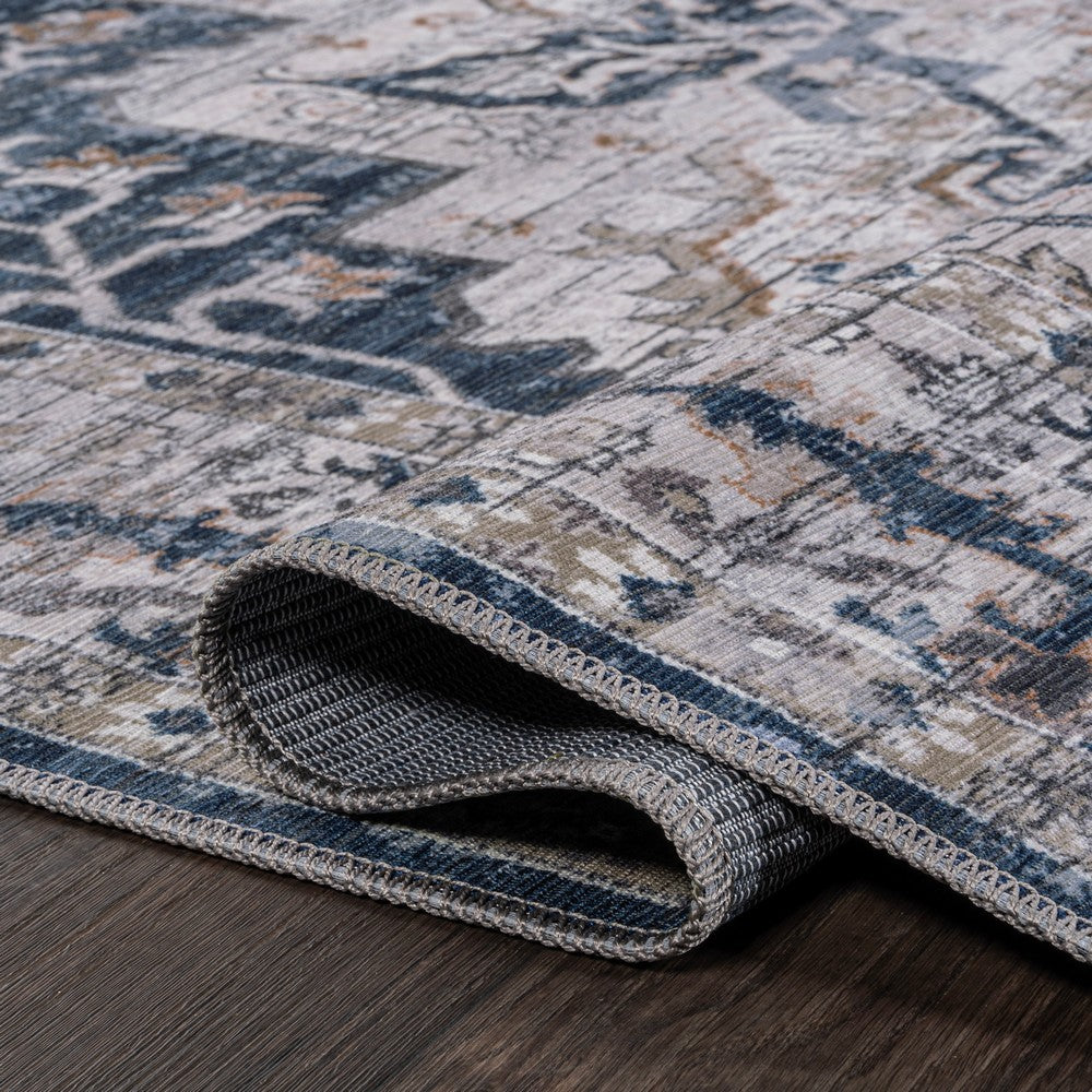 Nobleman Boho Gray Medallion Washable Indoor/Outdoor Area Rug