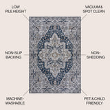 Nobleman Boho Gray Medallion Washable Indoor/Outdoor Area Rug