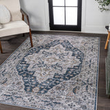 Nobleman Boho Gray Medallion Washable Indoor/Outdoor Area Rug