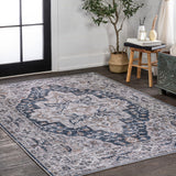 Nobleman Boho Gray Medallion Washable Indoor/Outdoor Area Rug