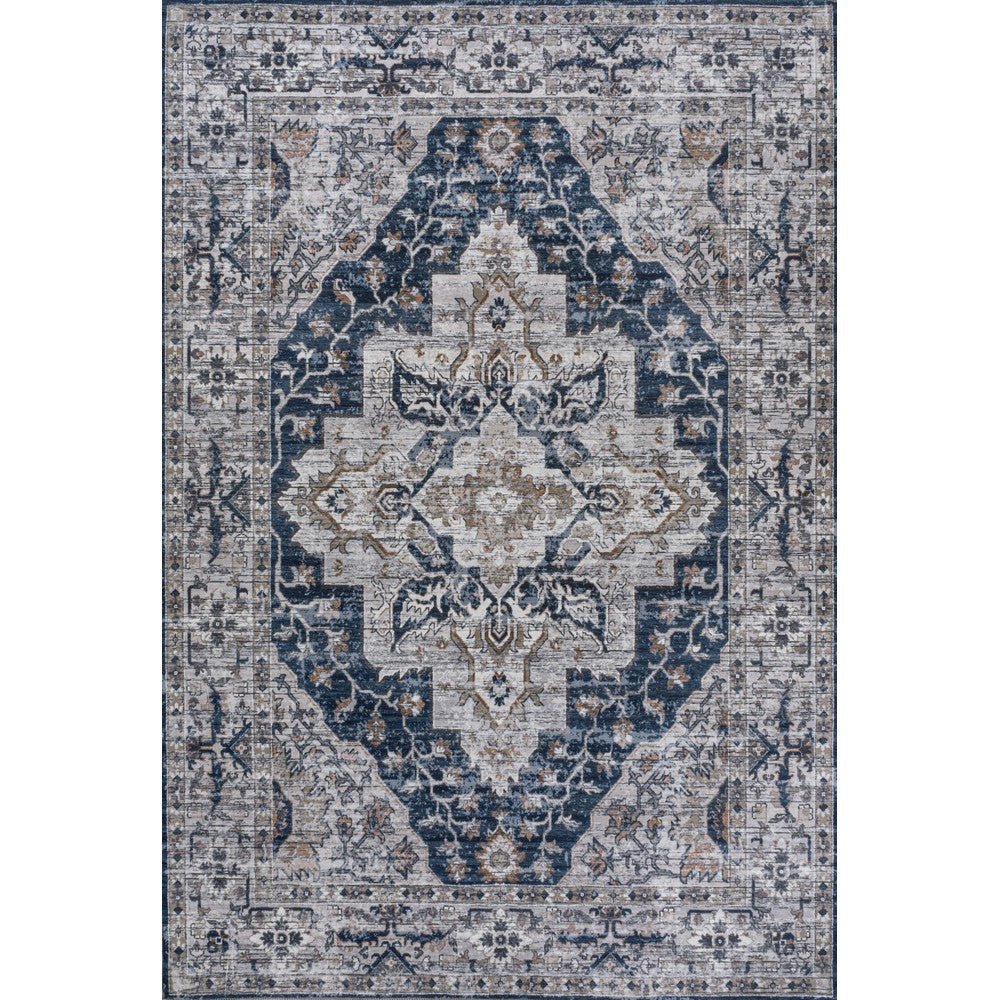Nobleman Boho Gray Medallion Washable Indoor/Outdoor Area Rug